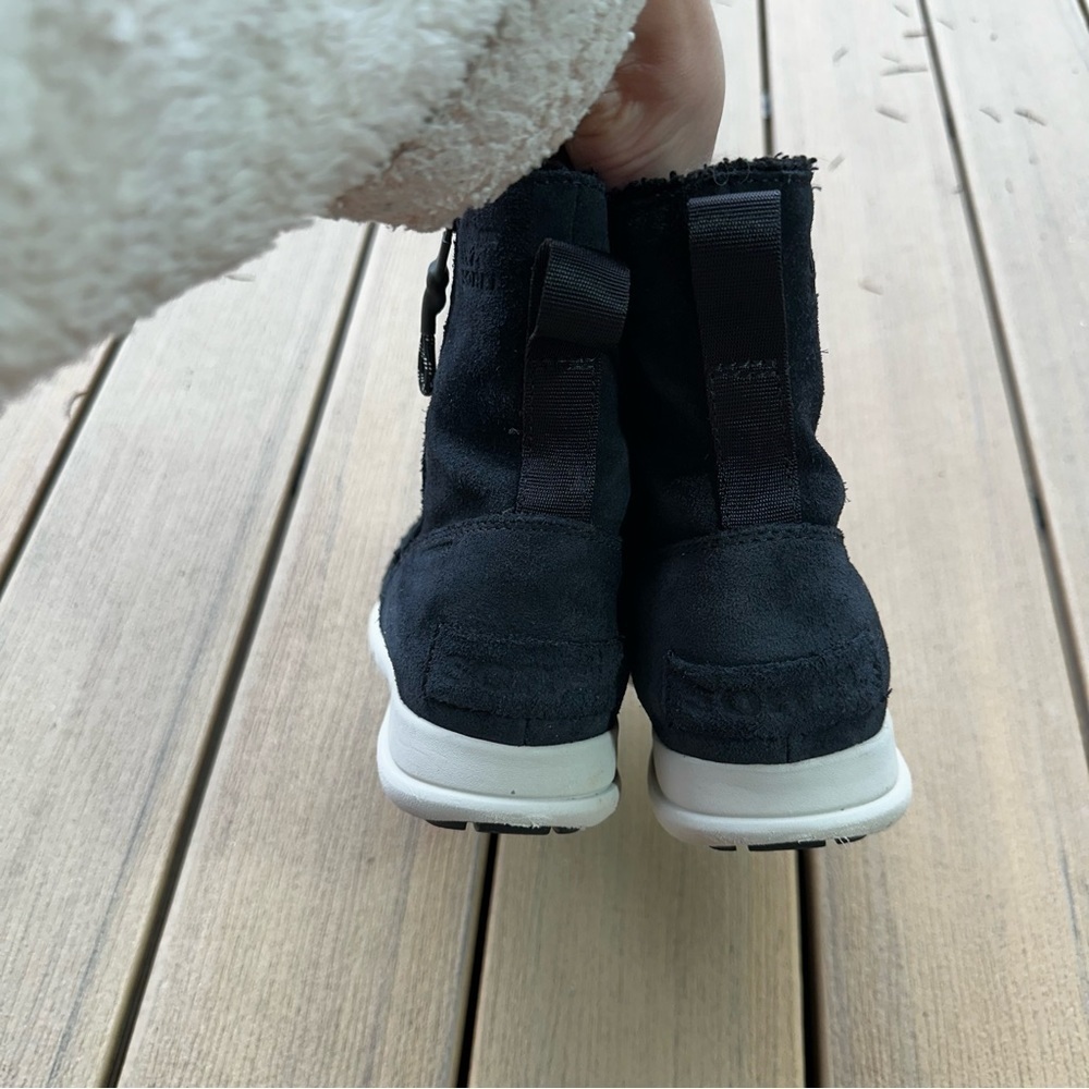 Sorel Explorer Side Zip Suede Black Boots Waterproof Faux Fur Lined Size 7 Women - Picture 2 of 12